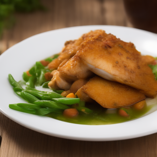 Delicioso plato chino de pescado al vapor

