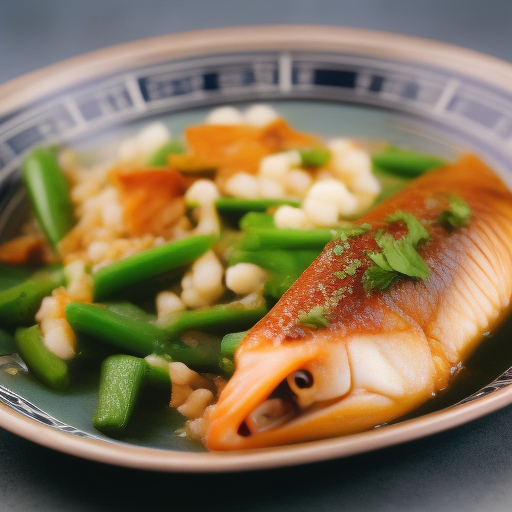 Pescado al estilo chino con toques de cilantro y jengibre

