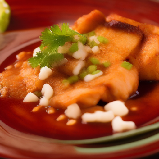 Delicioso pescado chino con salsa agridulce

