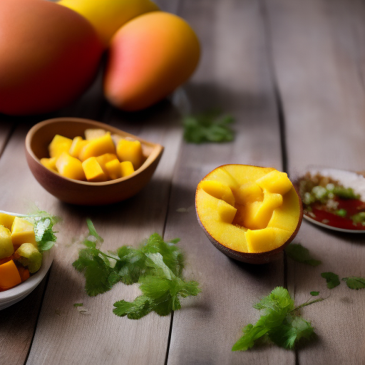 Delicioso postre chino de arroz glutinoso y mango

