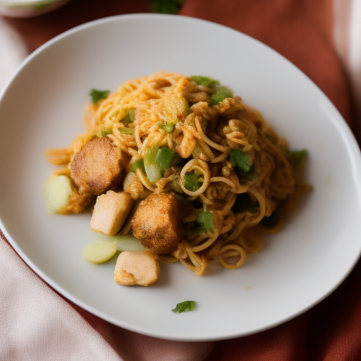 Ensalada China con Fideos de Arroz y Pollo

