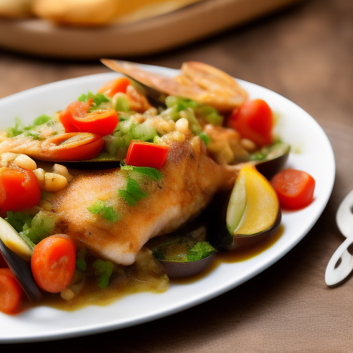 Delicioso plato de pescado: Ratatouille de mariscos.

