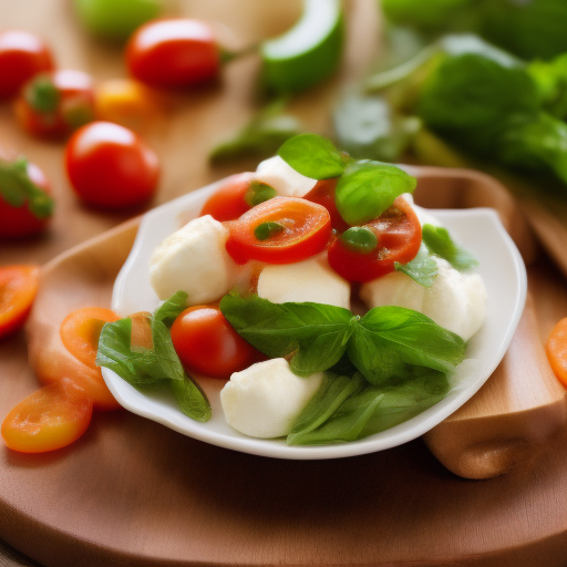 Ensalada Italiana de Tomate, Mozzarella y Albahaca

