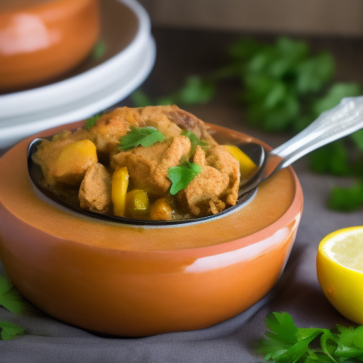 Tajine de pollo con aceitunas y limones confitados - una receta típica de Marruecos

