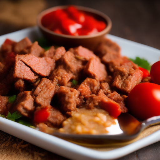 Riquísima carne a la mexicana en salsa de tomate

