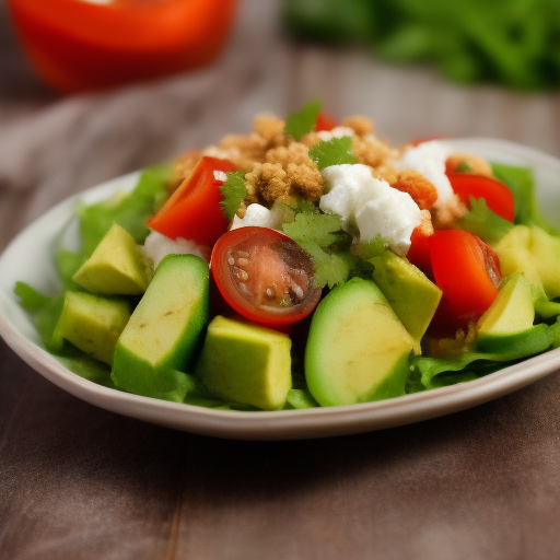 Ensalada fresca mexicana con aguacate y camarones

